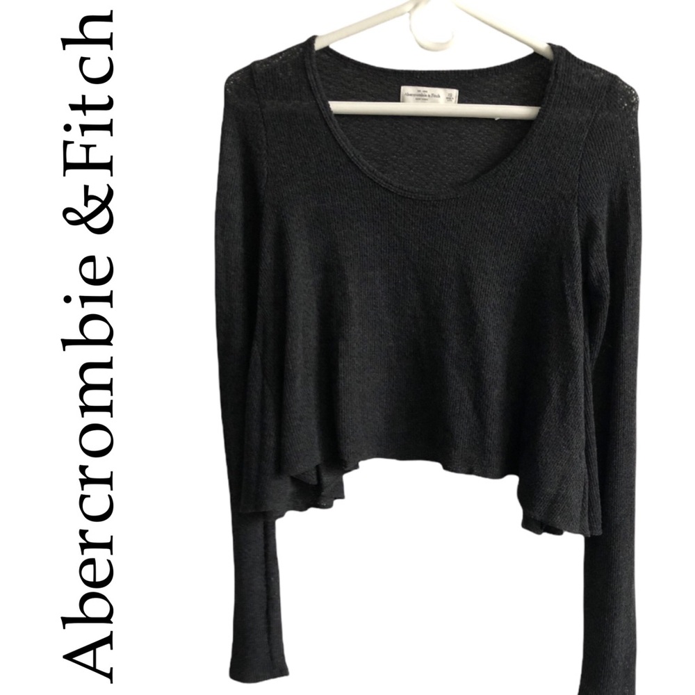 Abercrombie & Fitch charcoal grey soft knit asymmetrical knit cropped sweater XS